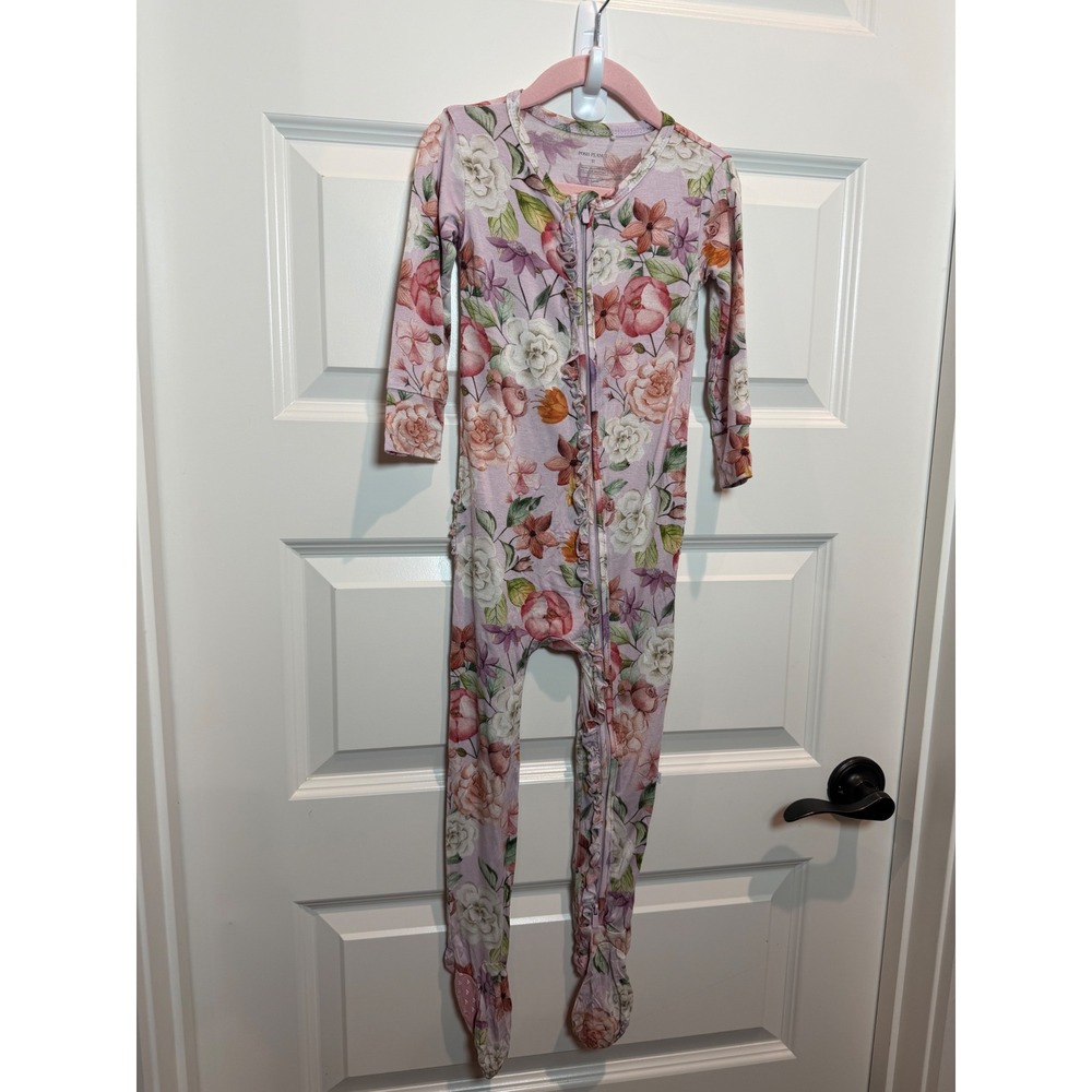 Posh Peanut Floral Bamboo Ruffle Footie Sleeper Lavender 3T